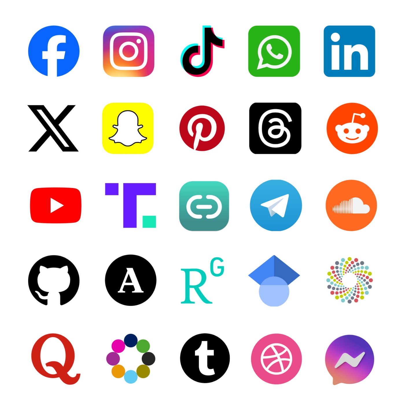 Social media websites - icon grid